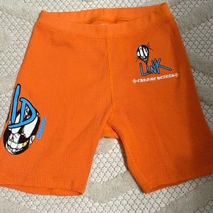 BRAND NEW ORANGE CHROME HEARTS THERMAL BIKER SHORTS SIZE SMALL